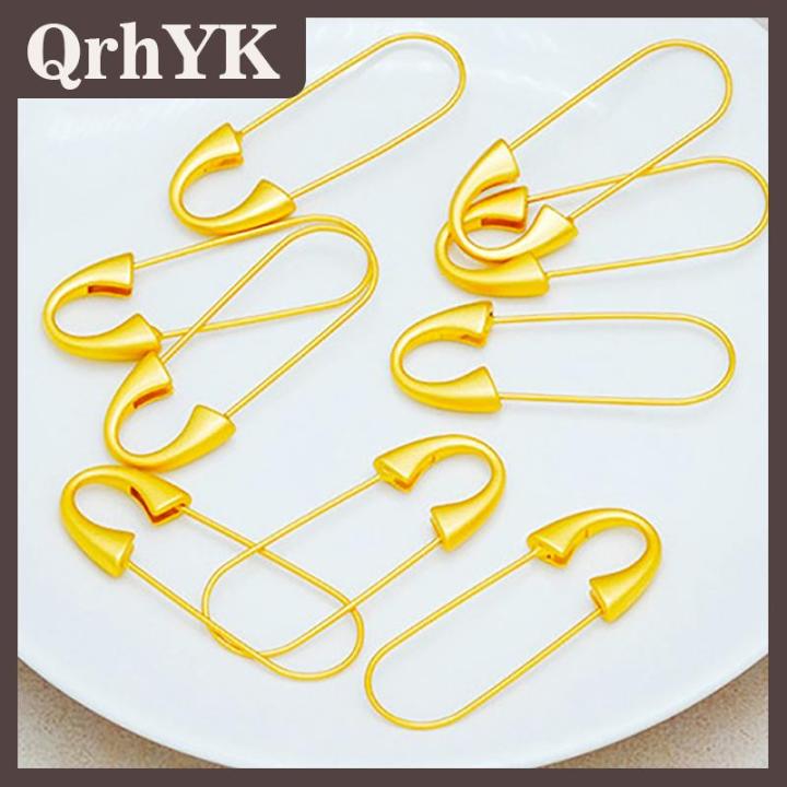 QrhYK 5 10Pcs Golden Metal Safety Pin Heavy Duty With Hole For Brooch ...