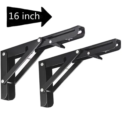 Folding Angle Bracket，2PCS Triangle Folding Angle Bracket Heavy Support Adjustable Wall Mounted Bench Table Shelf Bracket
