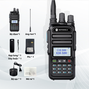 Bộ đàm 10KM Motorola 370S 128 Kêng 15W VHF/UHF 136-520Mhz Xuyên Vật Cản Cực Tốt - Pin Dung Lượng Cao 6800Mah