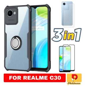 PAKET 3 IN 1 HARD CASE REALME C51 NFC / REALME C30 SOFCASE SUPER SLIM EXCELLENT CINCIN RING