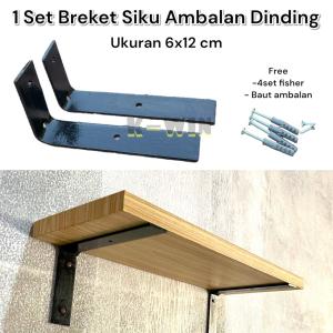 Siku Besi Penyangga Rak Dinding Lebar 6 x Panjang 12cm - Rak Penyangga Ambalan Minimalis