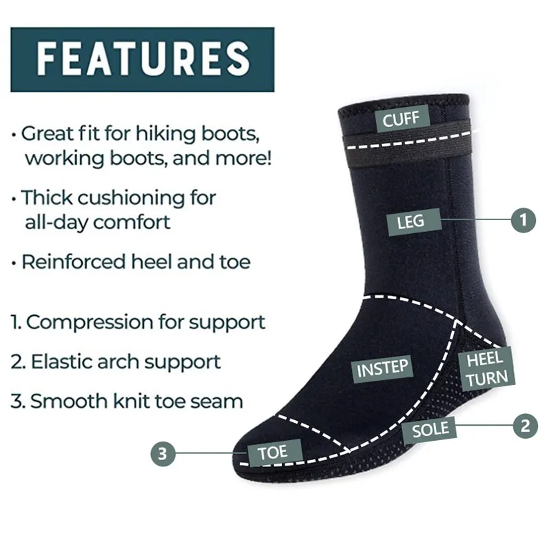 Winmax 3MM Neoprene Diving Socks Boots Swim Water Shoes Anti-slip Beach  Booties Snorkeling Diving Surfing Boots for Men Women XA281Q