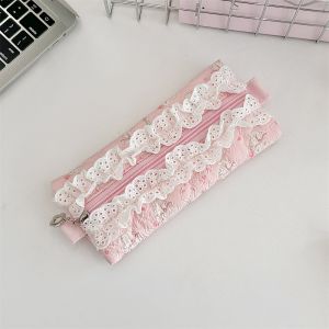 KIDS COY Sức chứa lớn Túi BÚT CHÌ REN Túi đựng mỹ phẩm Tươi Túi đựng văn phòng phẩm Thường ngày Túi trang điểm Hộp bút họa tiết hoa Quà tặng giáng sinh