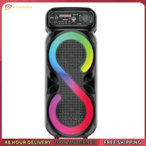 Winnereco Bluetooth-Compatible Speaker Portable Boombox with RGB Light Outdoor Speaker Remote Control Wireless Speaker High Volume for Home Travel