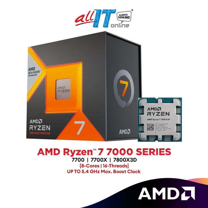 AMD Ryzen 7 7800X3D / 7700 / 7700X AM5 Gaming Processor (8-Cores/16 ...