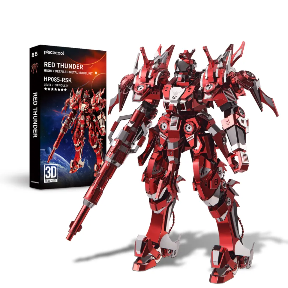 2024 美品 UN3D. BLOCK PATTERN KT SK 38 Piececool 3D Metal Puzzles for Adults -RED THUNDER Mecha Model