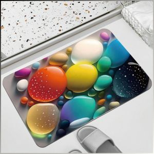 พรมปูพื้นกันลื่น โคลนซิลิโคน แห้งเร็ว พรมปูพื้นห้องนอน ปลอดภัยและสะดวกสบาย แผ่นขัดเท้า สวยงาม