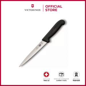 Dụng cụ cắt phi lê hiệu Victorinox Filleting fish knife cán màu đen lưỡi dài 16/18/20cm Flexible blade Fibrox® Pro safety handle