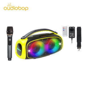 Audiobop Double 4 Portable Bluetooth Karaoke Speaker with Wireless MIC and AUX USB/ SD Card FM Radio Wireless Bluetooth Speaker