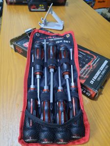 Set 7 obeng ketok dengan obeng berbentuk salib hati dengan port datar bunga plum untuk perbaikan
