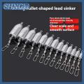 SHNGki 5PCS 10G 15G 20g 25g 30g 40g 50g 60g chì Sinker lõm dưới Roadrunner giảm dần sinkers câu cá nối giải quyết. 