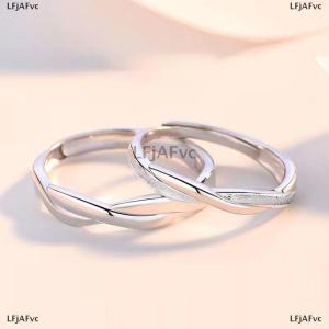 [COD] LFjAFvc ชุดแหวนคู่รักแฟชั่นสีเงินแหวนเปิดง่ายปรับได้เครื่องประดับหรูหราสำหรับผู้หญิงผู้ชายของขวัญครบรอบ