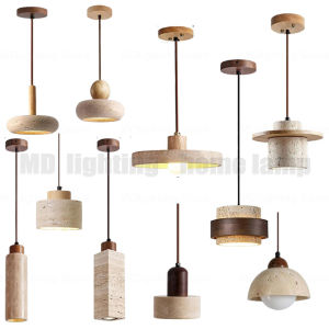 Wabi Sabi Travertine Modern LED Ceiling Light Cave Stone Pendant Nordic Home Decor Bedroom Living Room Hanging Chandelier E27