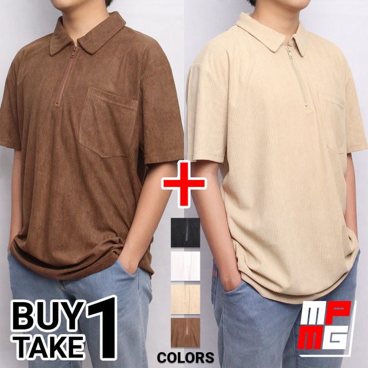 MPMG BUY TAKE Corduroy Polo Tshirt Clothes Menswear Casual Top Lingerie  Two Buttons For Men And Women