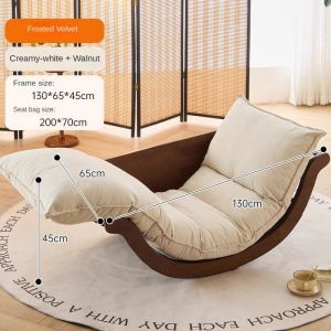 [Cozy ]Multifunctional Banana Boat Lazy Rocking Chair Balcony Household  Sofa Chair Solid Wood Single Casual Nap Reclining Chair