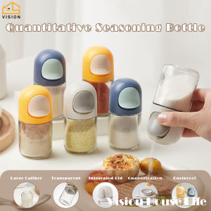 Vision Quantitative Salt Pepper Shaker Kitchen Press Type Seasoning Spice Bottle Household Metering Powder Seasoning Dispenser Moisture-proof