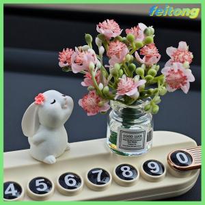 【feitong】🚕🚕【HOT SALE】 เครื่องประดับตุ๊กตารักษารถใหม่1ชุดแจกันขนาดเล็กน่ารักและรถกระต่ายของตกแต่งคอนโซลกลางหน้าต่าง