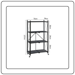【JJ HOME】Foldable Storage Rack Adjustable Steel Shelf Cabinet with Wheels