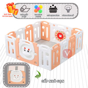 Quây Cũi Nhựa Gấp Gọn Cho Bé V-BABY 2026 Hình Con Bò - Kèm Quà Tặng