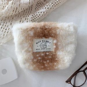 MINIYX Small Makeup Bag Deer Patterned Large Capacity Coin Purse Fashion Sanitary Pad Pouch Pencil Case For Travel Women