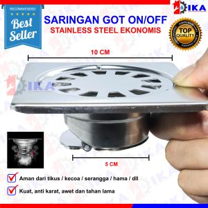 SARINGAN GOT SUS 304 STAINLESS STEEL(MODEL ON OFF OTOMATIS BUKA TUTUP)PEMBUANGAN AIR GOT KAMAR MANDI-1PCS