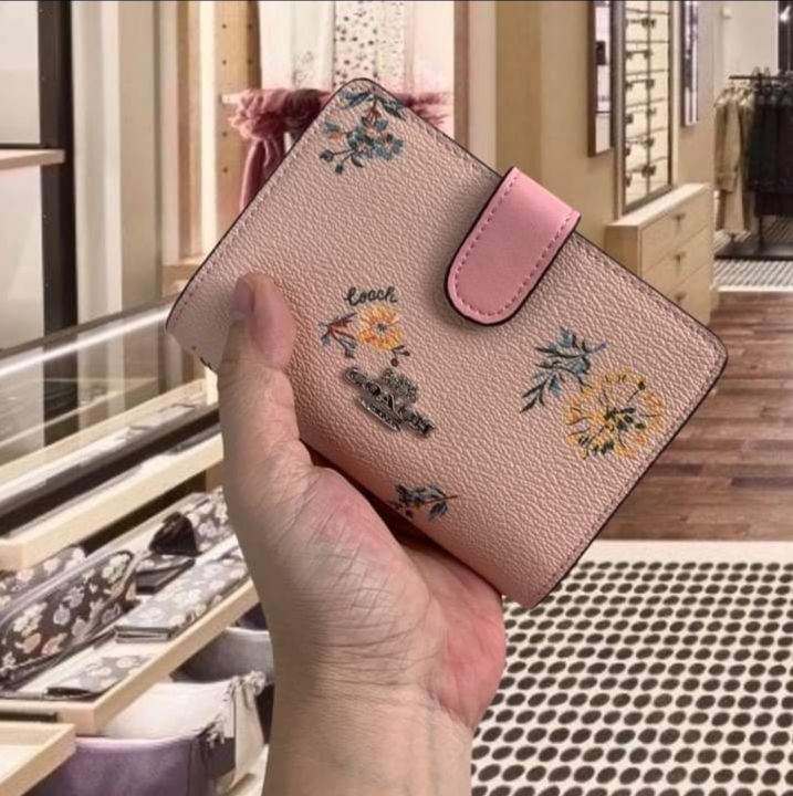 Medium corner zip wallet with dandelion floral print sale