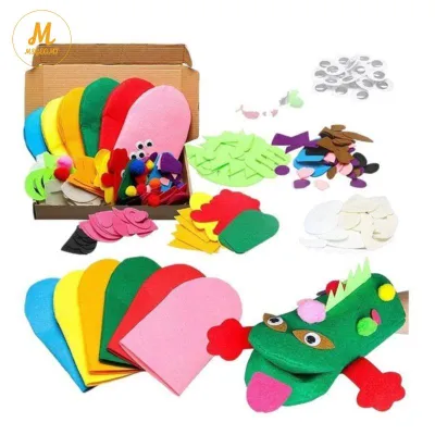【MSGEQMT】Felt Sock Puppet Craft Set with Pompoms&amp Googly Eyes for Kids Hand Puppet Making Kit for DIY Storytelling Role Play