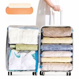 Vacuum Compression Bag No-Pump Required Roll-Up Storage Bag Space-Saving Design Travel Organizer Clothes Storage Solution