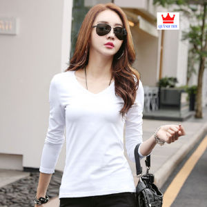 [ Xả Kho Giá Vốn * ] Áo thun nữ cổ tim tay dài vải cotton đẹp dễ mặc dễ phối đồ mặc bốn mùa