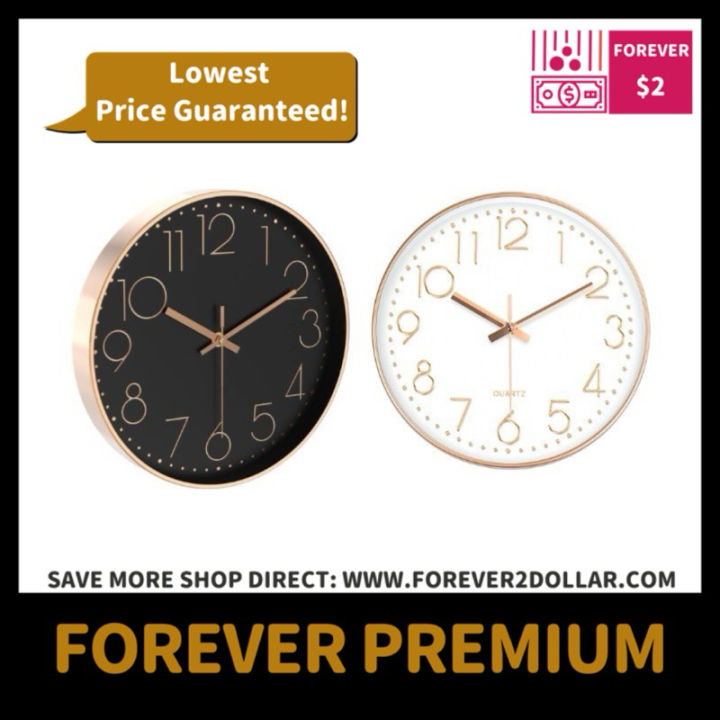 Forever Time Clock (FOREVER PREMIUM) Wall Clock Super Silent Quartz 30cm Rose Gold Nordic ...
