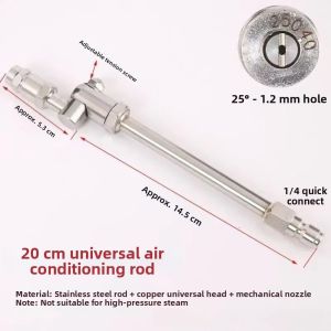 FLYING 360° Swivel Air Conditioner Cleaning Rod 25° Fan Nozzle 1/4" Quick Connect Spray Wand Universal Stainless Steel HVAC Coil Cleaning Nozzles Air Conditioning Cleaning