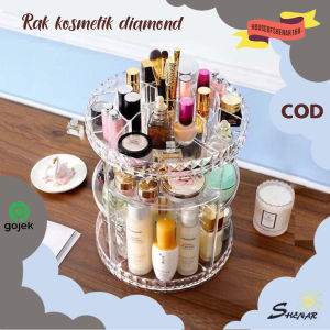 READY ( BISA COD ) RAK KOSMETIK DIAMOND 4 SEKAT/ RAK KOSMETIK PUTAR BENING ACRYLIC/ BERPUTAR 360 DERAJAT/ RAK SKINCARE ELEGANT  SHENAR