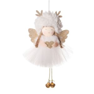 PELLETIZING Cute Xmas Tree Hanging Ornaments Plush Fashionable Plush Gauze Skirt Angel Easy Use Angel Doll Angel Doll Pendant Party Supplies