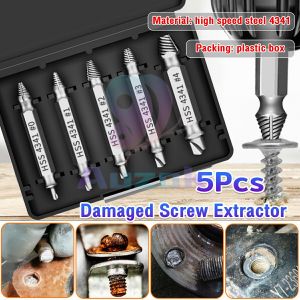 AUK 5Pcs/set Damaged Screw Extractor Remover for Stripped Head Screws Nuts & Bolts Drill Bit Tools