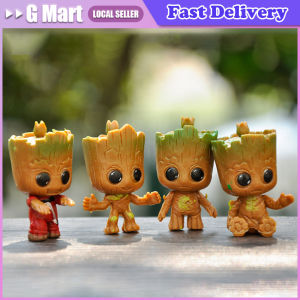 4pcs The Galaxy Avengers Groot Cute Tree Man Mini GK Model Action Figure Toys Kids Collectible Gift Marvel Groot Cartoon Dolls Decoration Anime Action Figure Cute Toys Desk Decoration Figurals Models Children Birthday Gifts