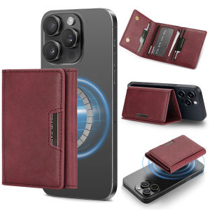 new Triple fold Leather Magnetic mobile  Wallet  card holder kick stand For Magsafe Iphone17 16 15 14 13 12 Air Plus Pro Max Samsung hot