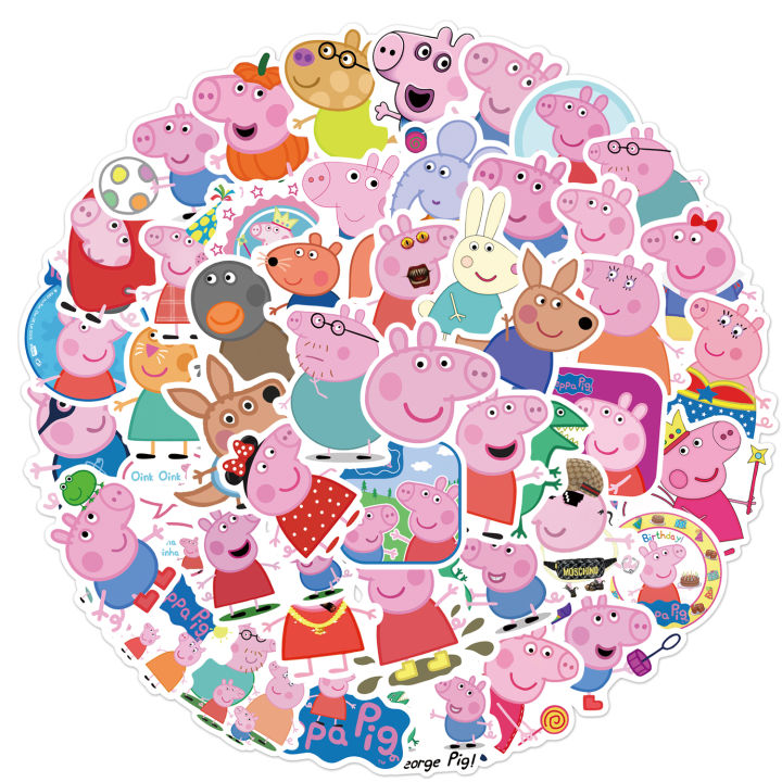 พร้อมส่งในไทย!!Peppa Pig Cute anime เปปป้าพิก คานาเฮ sticker สติกเกอร์ ...