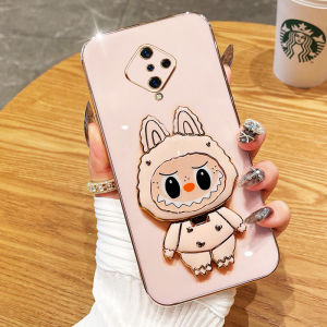 YBD Cute Labubu Phone Case for Vivo S1 Pro 1920 Rotating Bracket with Mirror Soft Shell