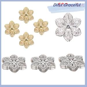 Ditur 50Pcs Set Filigree Flower Crafts Charms Connectors DIY Pendant Jewelry Findings