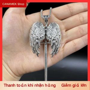 CS Y2K Gothic cá nhân sáng tạo thiên thần cánh và thanh kiếm Mặt dây chuyền vòng cổ vài Vòng cổ Thích hợp cho mặc hàng ngày