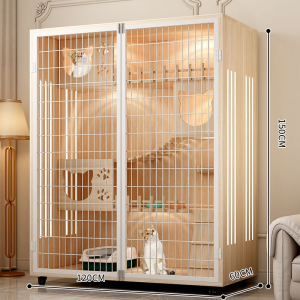 กรงแมว กรงขังแมว Pet Cage ตาข่ายเหล็ก วิลล่าแมวไม้ กรงเเมวอพาร์ทเมนต์แมวไม้เนื้อแข็ง บ้านแมวขนาดใหญ่