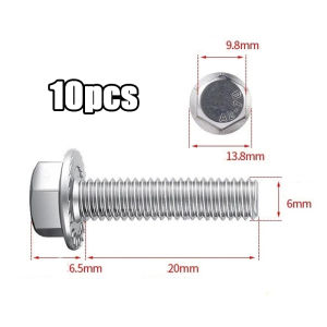 304 STAINLESS M6 Hexagon Screw Set External Hexagon Bolt Hexagon Screw 10pcs