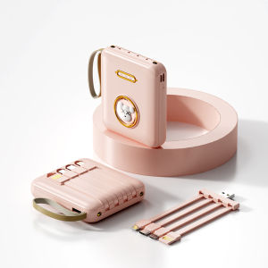 Mini power bank Original 50000mah Built 4 Cable 3.0A Fast Charging powerbank LED display With detachable cable and lamp