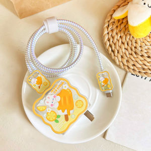 5 IN 1 เคสสายชาร์จ สำหรับ ไอโฟน Apple Power Adapter 18/20W ชุดพันสาย ลายการ์ตูน ตัวถนอมสายชาร์จ