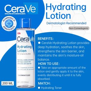 CeraVe Hydrating Toner Lotion Niacinamide Hyaluronic Acid Ceramide Moisturizer For Dry Skin 200ML
