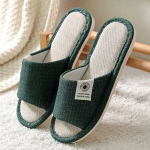 Linen Soft bottom mute Indoor anti slip slippers for women‘s comfortable breathable cotton linen slippers