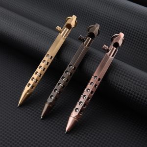 PRIMEPICKGLOBAL Retro Brass Pen Portable Medium Point 1.0mm Signature Pen High Quality Bolt Action Ballpoint Pen School Student Office Stationery