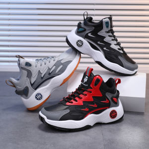 (Add 1 Size)Korean Kids Basketball Shoes for Boys Lightweight & Breathable Rubber Anti-Slip Wear-Resistant Sports Shoes Free Socks Included Ideal for Running Training