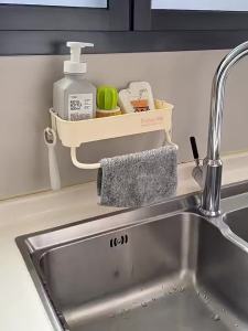 SXH Wall-mounted multifunctional rag and sponge organizer for home use kitchen faucet storage gadget sink rack and storage shelf