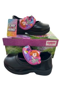 K รองเท้านักเรียน หนังดำ รองเท้านักเรียนอนุบาล แบบตีนตุ๊กแก CHAPPY รุ่นใหม่ มีไฟ SF 111 size 24-33